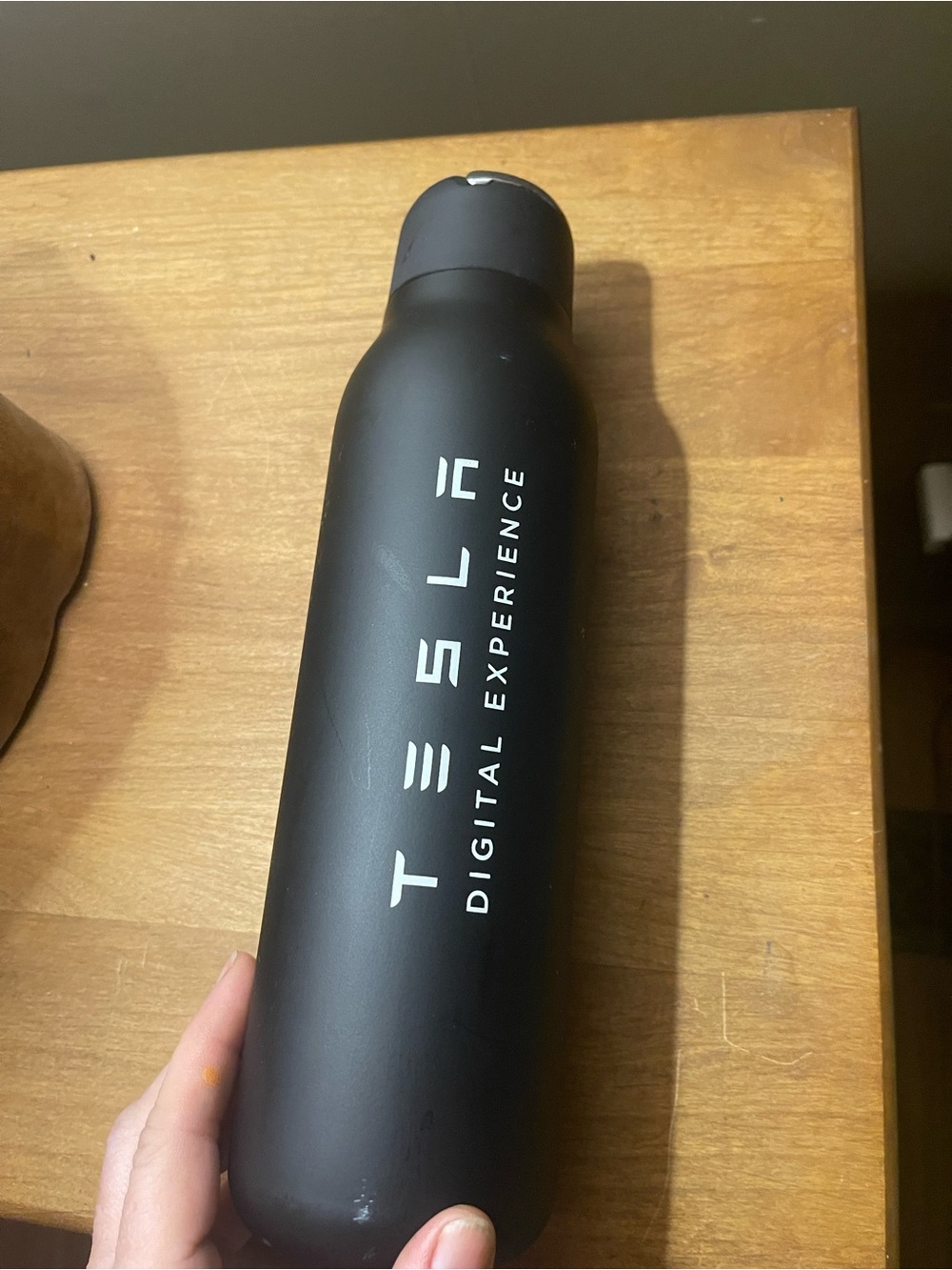 Tesla Black Water Bottle with White Logo